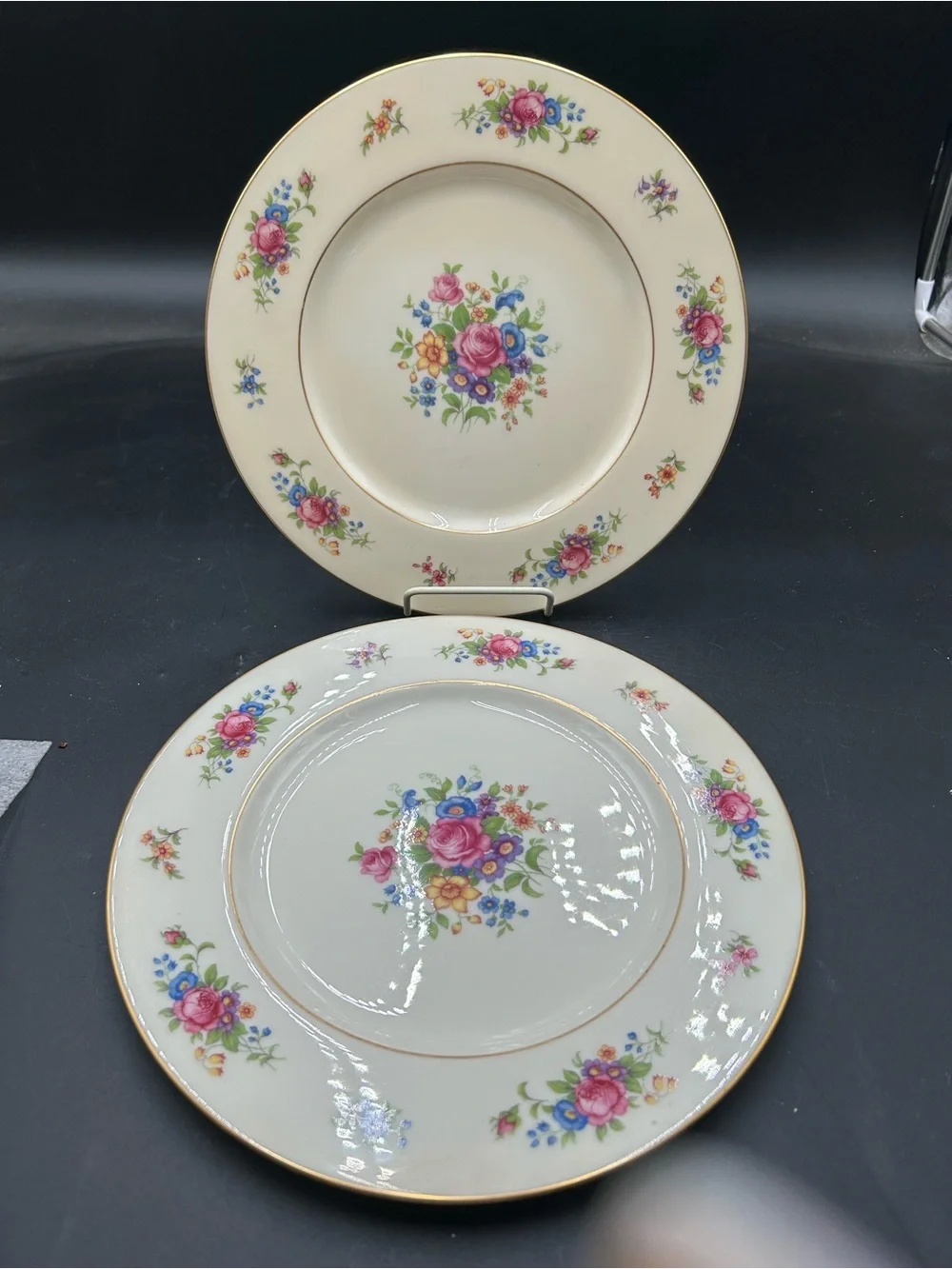 Lenox Rose Bone China bread and butter Plates with Pink Rose Floral Motif